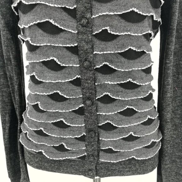 A'reve Ruffle Gray Cardigan Sweater Size M Anthro - Picture 8 of 13